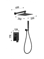 Arezzo design Rockfield falsík alatti zuhanyszett falon belüli egységgel, fekete AR-9960BL
