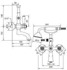 Bugnatese Arcadia 8300 - kádcsaptelep szettel zuhanytartó nélkül