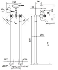 Bugnatese Arcadia 8300P - szabadonálló kádcsaptelep kézizuhannyal