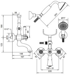 Bugnatese Arcadia 8302 - kádcsaptelep zuhanyszettel