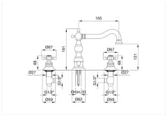 Bugnatese Arcadia 8312 - álló 3 üléses mosdócsaptelep leeresztővel