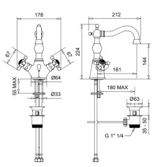 Bugnatese Arcadia 8334 - mosdócsaptelep leeresztővel