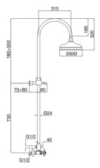 Bugnatese Arcadia 8347C - esőztető rendszer fej- és kézizuhannyal