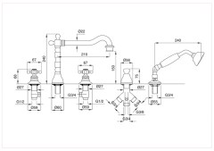 Bugnatese Arcadia 8380 - peremre szerelt 5 üléses kádcsaptelep