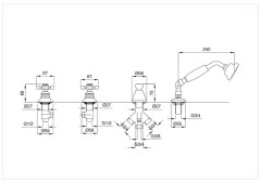 Bugnatese Arcadia 8382 - peremre szerelt 4 üléses kádcsaptelep kifolyó nélkül