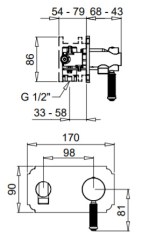 Bugnatesa Athena 8566 - fali bidet csaptelep zuhanyszettel