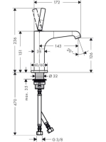 Axor Citterio E mosdó csaptelep 130 nem zárható leeresztővel króm 36101000