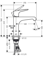 Axor Citterio E mosdó csaptelep 130 leeresztővel króm 36110000