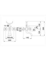 Bugnatese Old'800 kádcsaptelep zuhanyszettel, króm/arany 001CRDO