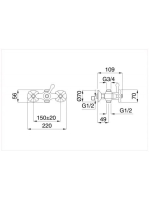 Bugnatese Old'800 kádcsaptelep test 3/4-es csatlakozással és 1/2-es csatlakozással, króm 003CR