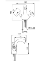 Bugnatese Old' 800 mosdócsaptelep leeresztővel, króm 034CR
