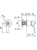 Bugnatese Lem falsík alatti zuhanycsaptelep 1 fogyasztóhoz, króm 1930CR