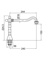 Bugnatese Klasszikus álló kádkifolyó 24cm, matt fekete 19315NE
