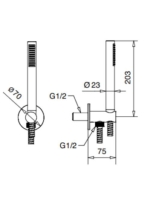 Bugnatese Wellness zuhanyszett minimalista fali csatlakozással, króm 19716CR