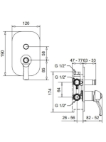 Bugnatese Lem falsík alatti zuhanycsaptelep 2 fogyasztóhoz, króm/arany 1972CRDO