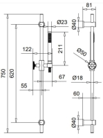 Bugnatese Millenovecinquanta zuhanyrúd szettel, szálcsiszolt nikkel 19770NS