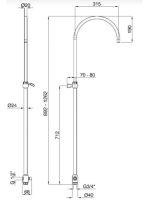 Bugnatese Wellness zuhanyrúd váltóval, matt fekete 19817NE