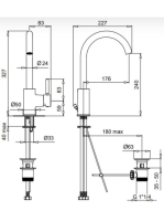 Bugnatese Kobuk magas mosdócsaptelep leeresztővel, rozsdamentes acél hatású 2217NS