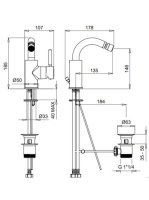 Bugnatese Kobuk bidécsaptelep leeresztővel, rozsdamentes acél hatású 2223NS