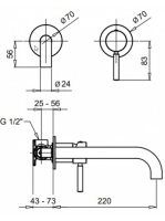 Bugnatese Kobuk falsík alatti 2-lyukas mosdócsaptelep 22 cm-es kifolyóval, click-clack leeresztővel, matt fehér 2246SCBI