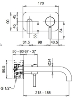 Bugnatese Kobuk fali mosdócsaptelep click-clack leeresztővel, szálcsiszolt arany 2247SCOS