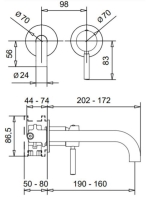 Bugnatese Kobuk falsík alatti 2-lyukas mosdócsaptelep 19 cm-es kifolyóval, fix kötési távolsággal, bronz 2251BR