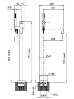 Bugnatese Kobuk szabadonálló kádcsaptelep zuhanyszettel, szálcsiszolt arany 2260OS