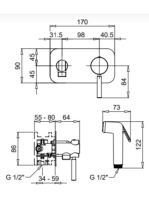 Bugnatese Kobuk falsík alatti bidécsaptelep zuhanyszettel, bronz 2266BR