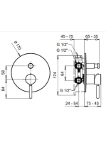Bugnatese Kobuk falsík alatti zuhanycsaptelep 2 fogyasztóhoz, bronz 2272BR