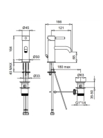Bugnatese Kobuk Fix mosdócsaptelep leeresztővel, matt fekete 2313NE