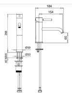 Bugnatese Kobuk Fix mosdócsaptelep 15,5 cm-es kifolyóval, leeresztő nélkül, matt fekete 2314SNE