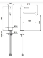 Bugnatese Kobuk Fix magasított mosdócsaptelep, click-clack leeresztővel, rozsdamentes acél hatású 2317SCNS