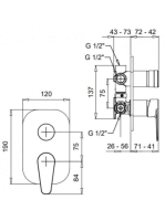 Bugnatese Century fal alatti 3 utas csaptelep, króm 3631CR