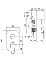 Bugnatese Century fal alatti 4 utas csaptelep, króm 3632CR
