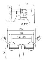 Bugnatese Century zuhanycsaptelep, króm 3638CR
