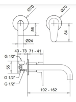Bugnatese Century fal alatti mosdócsaptelep push-open leeresztővel 19cm, 3645SCCR