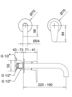 Bugnatese Century fal alatti mosdócsaptelep 22cm, króm 3646CR