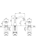 Bugnatese Revival 3-lyukas bidé csaptelep leeresztővel, króm/arany 425CRDO