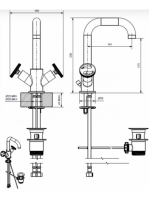 Bugnatese Millenovecinquanta mosdócsaptelep leeresztővel, szálcsiszolt nikkel 4534NS