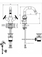 Bugnatese Millenovecinquanta bidé csaptelep leeresztővel, króm 4544CR