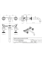 Bugnatese Millenovecinquanta fali mosdócsaptelep 22 cm-es kifolyóval, matt fekete 4569NE