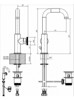Bugnatese Millenovecinquanta magasított mosdócsaptelep leeresztővel, matt fehér 4613BI