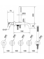 Bugnatese Orion falsík alatti zuhanyrendszer, króm 5519CR