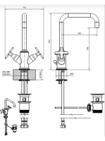 Bugnatese Orion mosdócsaptelep leeresztővel, króm 5534CR