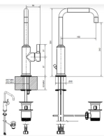 Bugnatese Orion mosdócsaptelep leeresztővel, matt fekete 5613NE