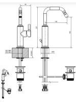 Bugnatese Orion bidé csaptelep leeresztővel, szálcsiszolt arany 5623OS
