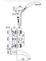 Bugnatese Axo falsík alatti zuhanyrendszer, bronz 618BR