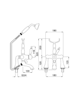 Bugnatese Oxford kádperemre szerelhető kádcsaptelep zuhanyszettel, arany 6304DO