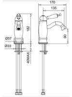Bugnatese Oxford mosdócsaptelep click-clack leeresztővel, rame 6319SCRA