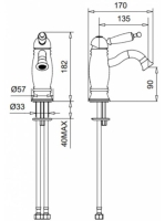 Bugnatese Oxford mosdócsaptelep leeresztő nélkül, arany 6319SDO